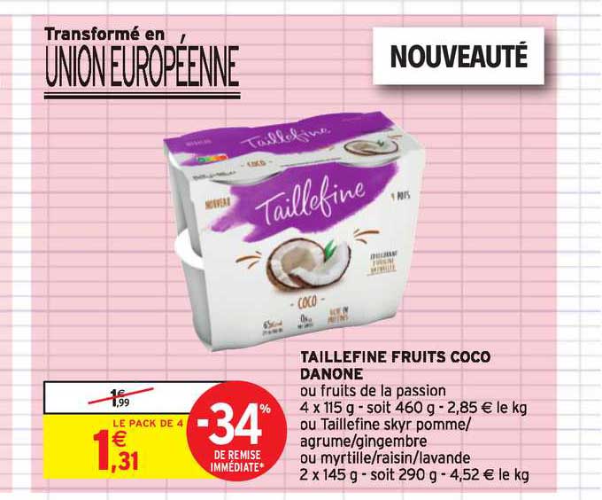 Taillefine Fruits Coco Danone -34% De Remise Immédiate