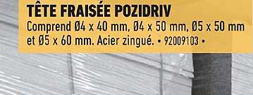 Tête Fraisée Pozidriv