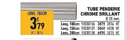 tube penderie chrôme brillant