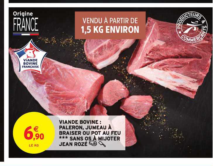 viande bovine paleron jumeau à braiser ou pot au feu sans os à mijoter jean rozé