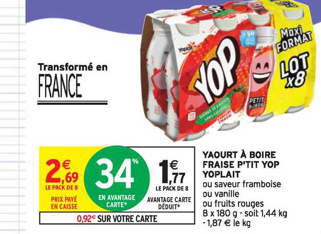 yaourt à boire fraise p tit yop yoplait