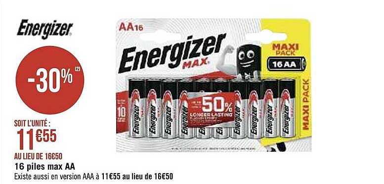 16 Piles Max Aa Energizer