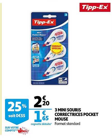 3 mini souris correctrices pocket mouse