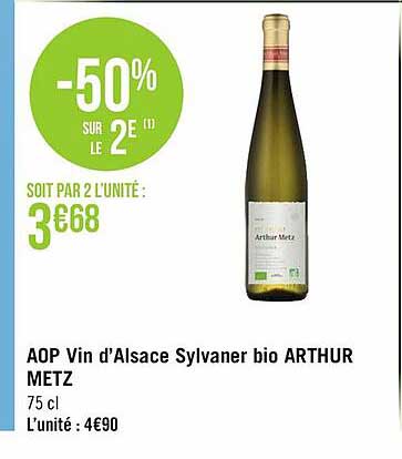 Aop Vin D'alsace Sylvaner Bio Arthur Metz