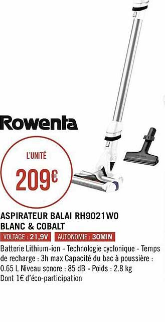 aspirateur balai rh9021 wo blanc & cobalt rowenta