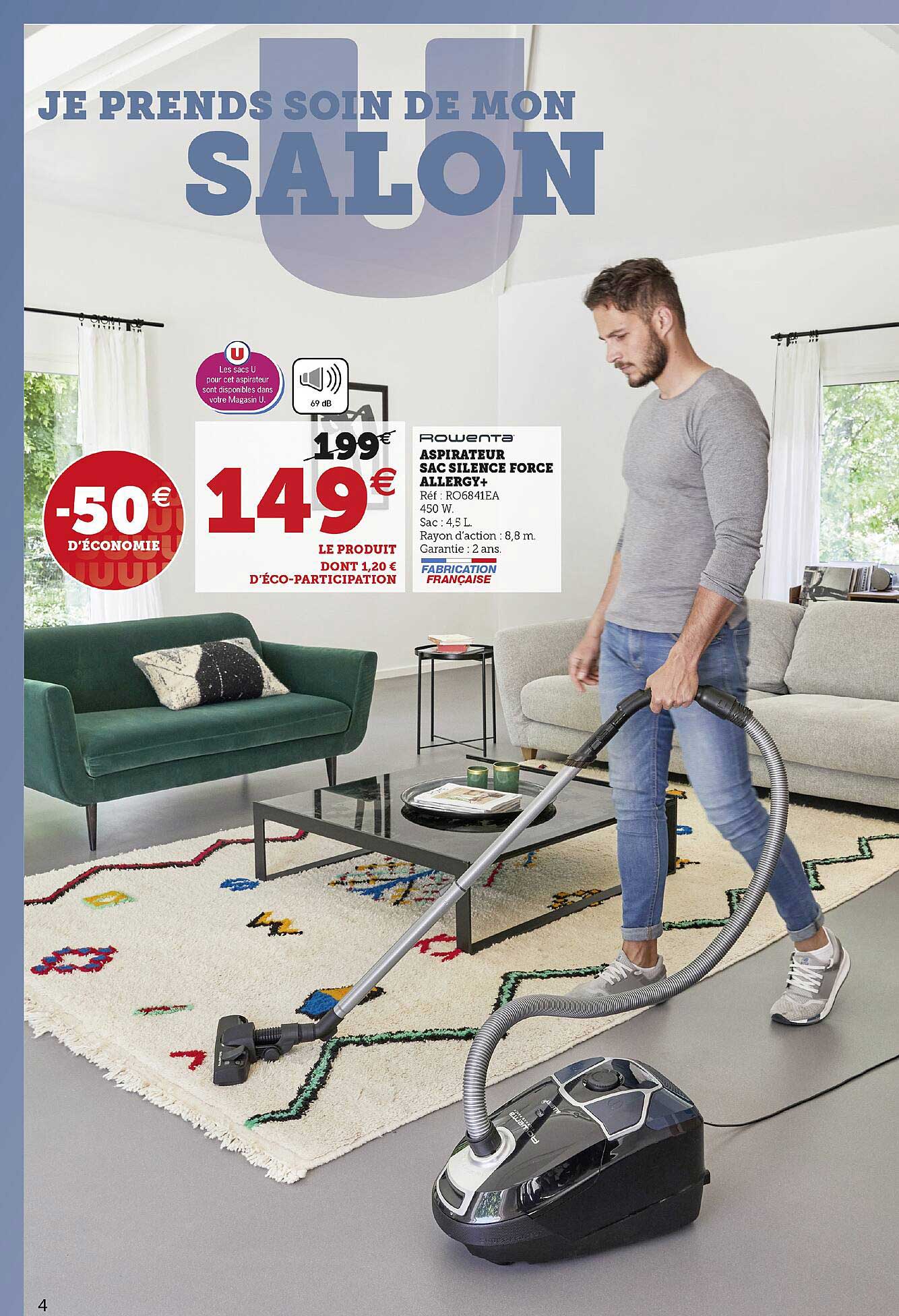 aspirateur sac  silence force allergy+ rowenta