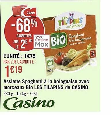 Assiette Spaghetti à La Bolognaise Avec Morceaux Bio Les Tilapins De Casino