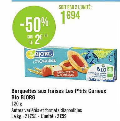 barquettes aux fraises les p'tits curieux bio bjorg