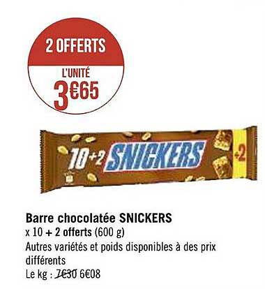 barre chocolatée snickers