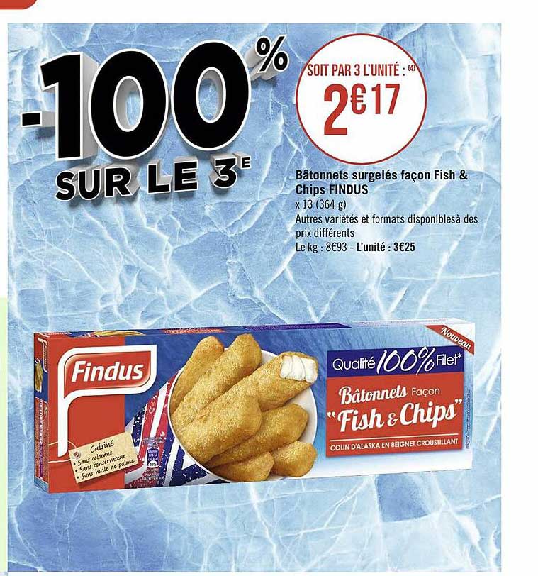 bâtonnets surgelés façon fish & chips findus