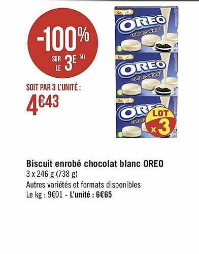 biscuit enrobé chocolat blanc oréo