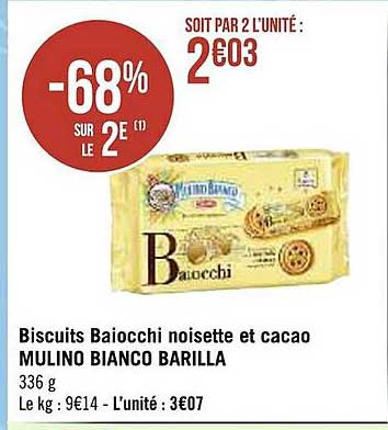 biscuits baiocchi noisetta et cacao mulino bianco barilla