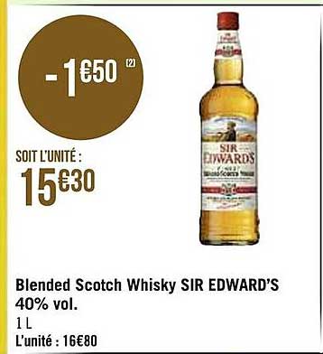 blended scotch whisky sir edward's 40% vol.