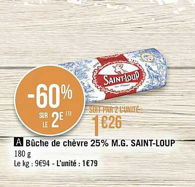 bûche de chèvre 25% m.g. saint-loup