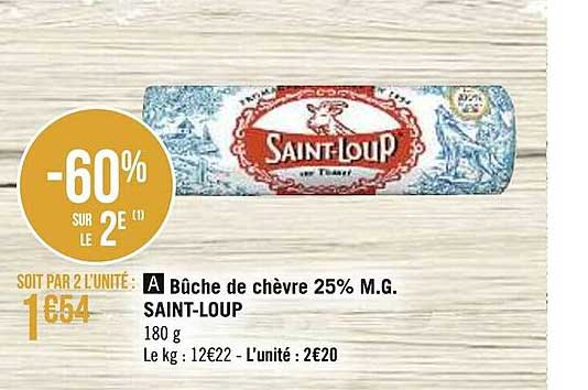 bûche de chèvre 25% m.g. saint-loup