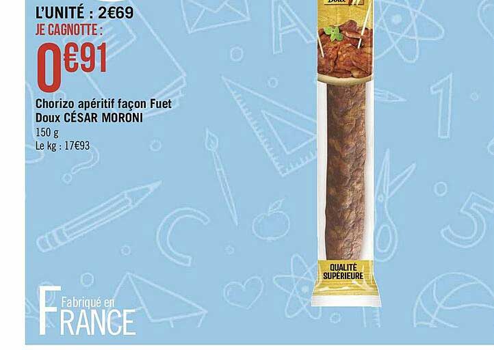 chorizo apéritif façon fuet doux césar moroni