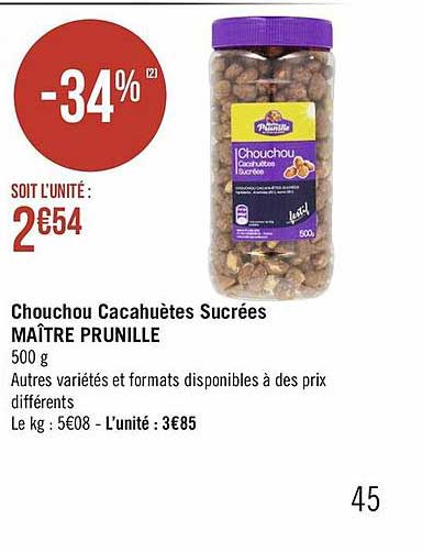 chouchou cacahuètes sucrées maître prunille