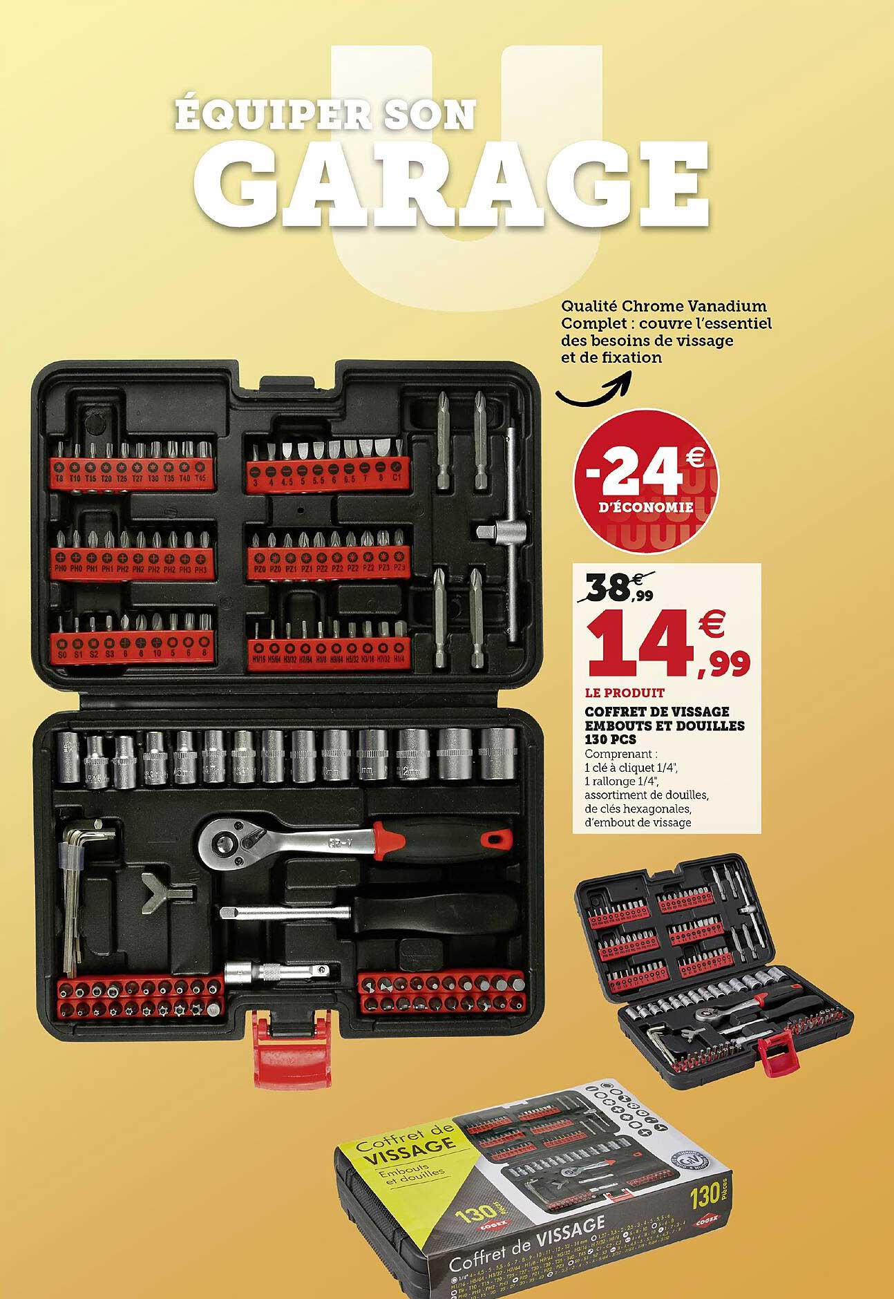 coffret de vissage embouts et douilles 130 pcs