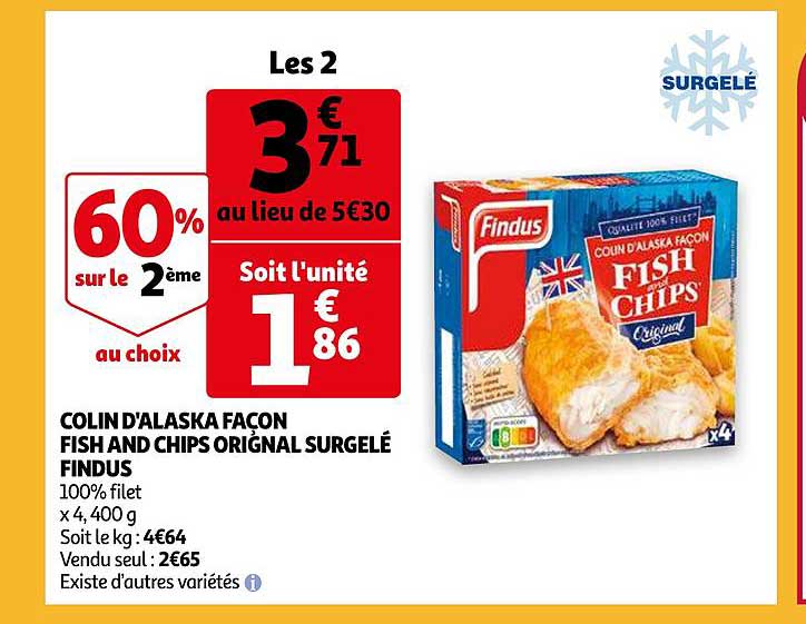 colin d'alaska façon fish and chips original surgelé findus