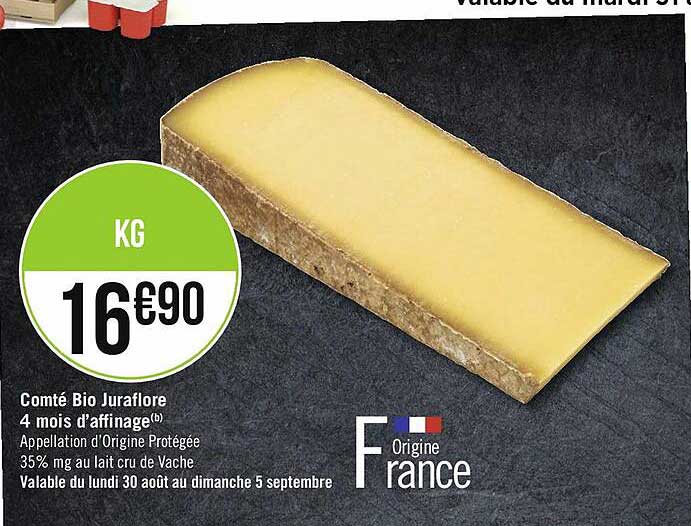comté bio juraflore 4 mois d'affinage