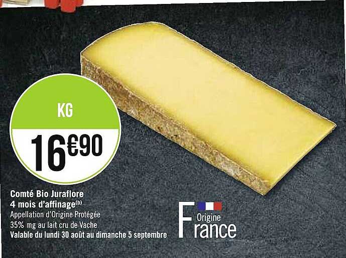 comté bio juraflore 4 mois d'affinage