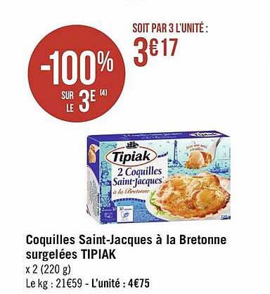 coquilles saint-jacques à la bretonne surgelées tipiak