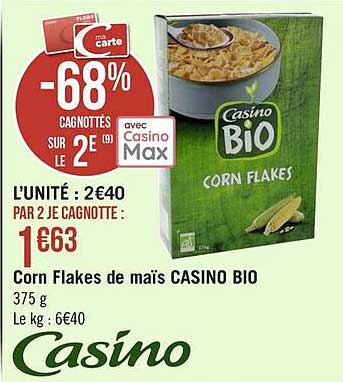 corn flakes de maïs casino bio