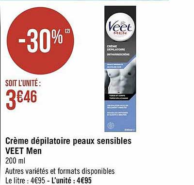 crème dépilatoire peaux sensibles veet men