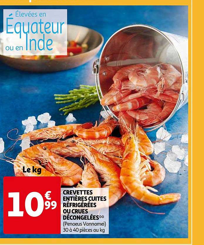 Crevettes Entières Cuites Réfrigérées Ou Crues Décongelées