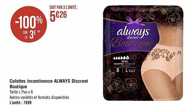 culottes incontinence always discreet boutique