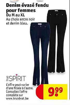 denim évasé fendu pour femmes