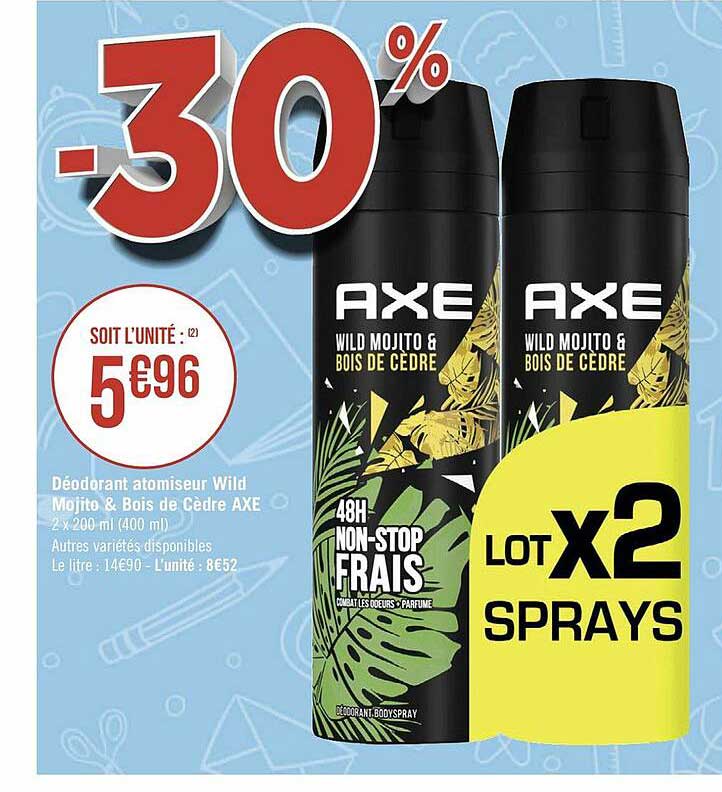 Déodorant Atomiseur Wild Mojito & Bois De Cèdre Axe