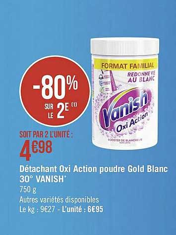 détachant oxi action poudre gold blanc 30° vanish