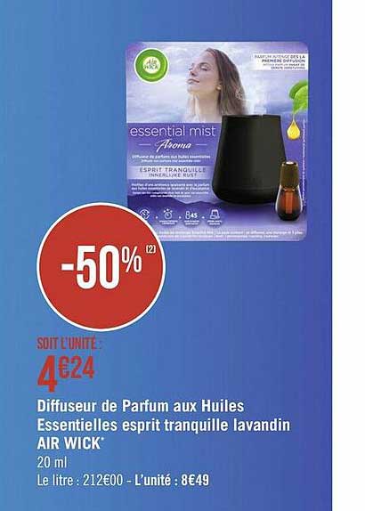 diffuseur de parfum aux huiles essentielles esprit tranquille lavandin air wick