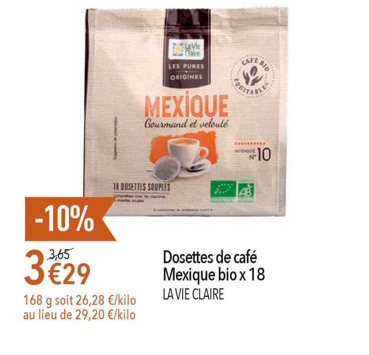 Dosettes De Café Mexique Bio X18 La Vie Claire