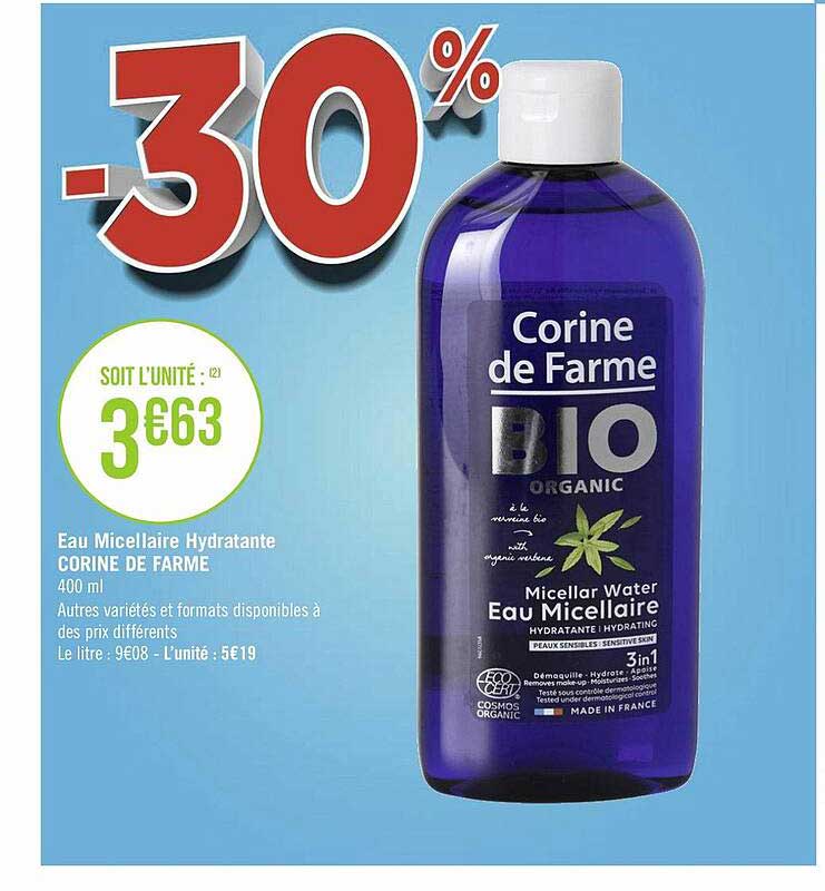 eau micellaire hydratante corine de farme