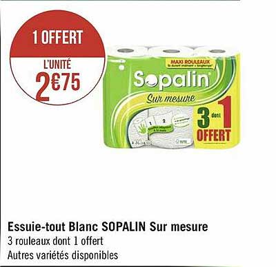 essuie-tout blanc sopalin sur mesure