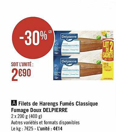 filets de harengs fumés classique fumage doux delpierre
