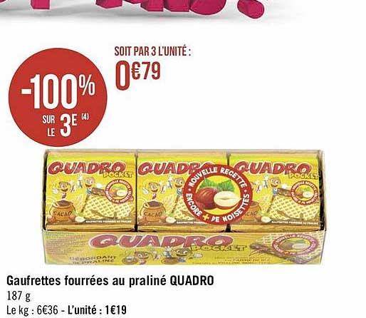 Gaufrettes Fourrées Au Praliné Quadro
