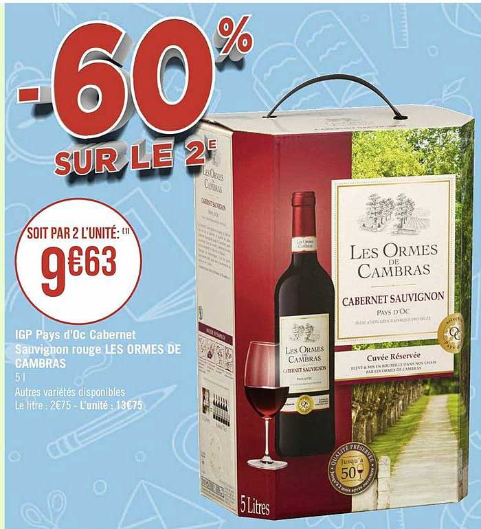 igp pays d'oc cabernet sauvignon rouge les ormes de cambras