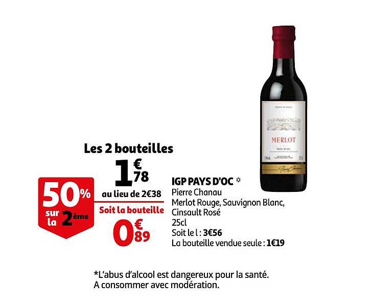 igp pays d'oc pierre chanau merlot rouge, fauvignon blanc, cinsault rosé