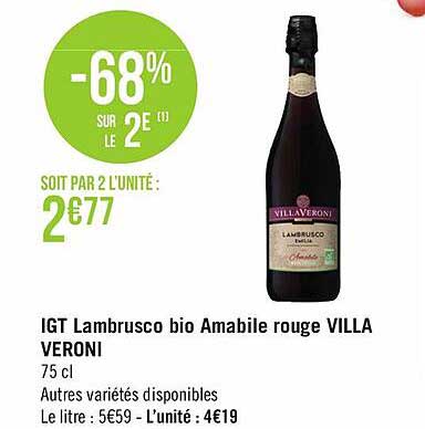 igt lambrusco bio amabile rouge villa veroni