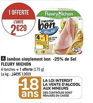 jambon simplement -25% de sel fleury michon