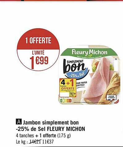 jambon simplement bon -25% de sel fleury michon