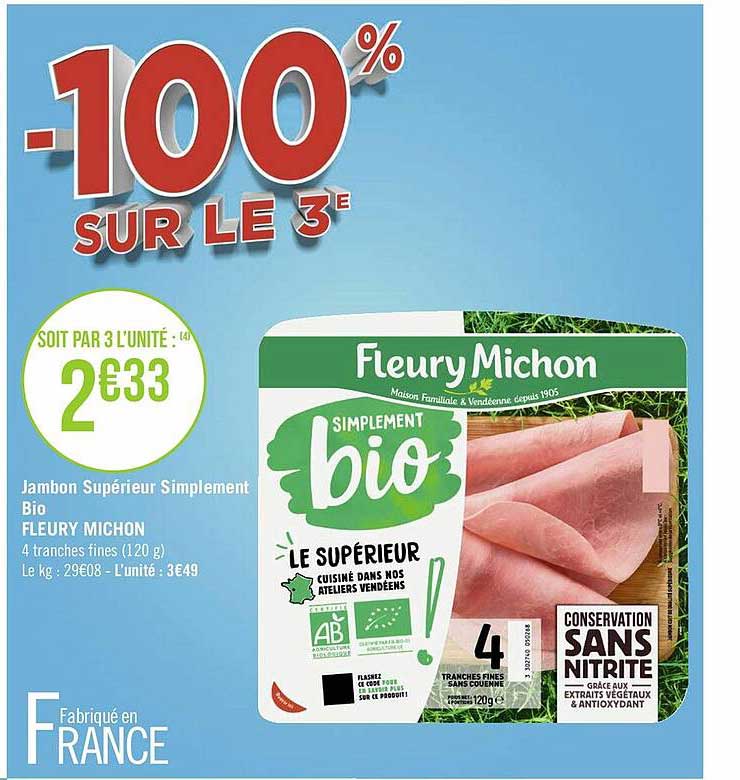 jambon supérieur simplement bio fleury michon