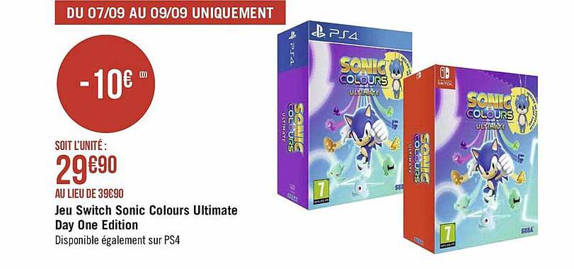 jeu switch sonic colours ultimate day one edition