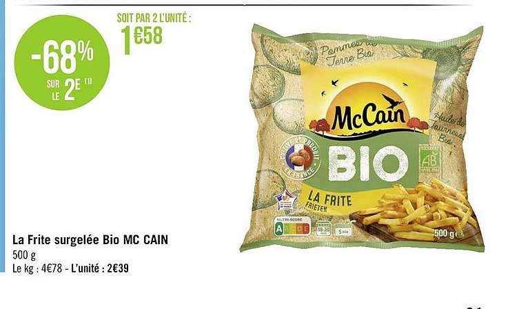 la frite surgelée bio mc cain