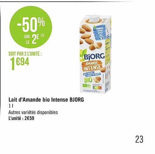 lait d'amande bio intense bjorg