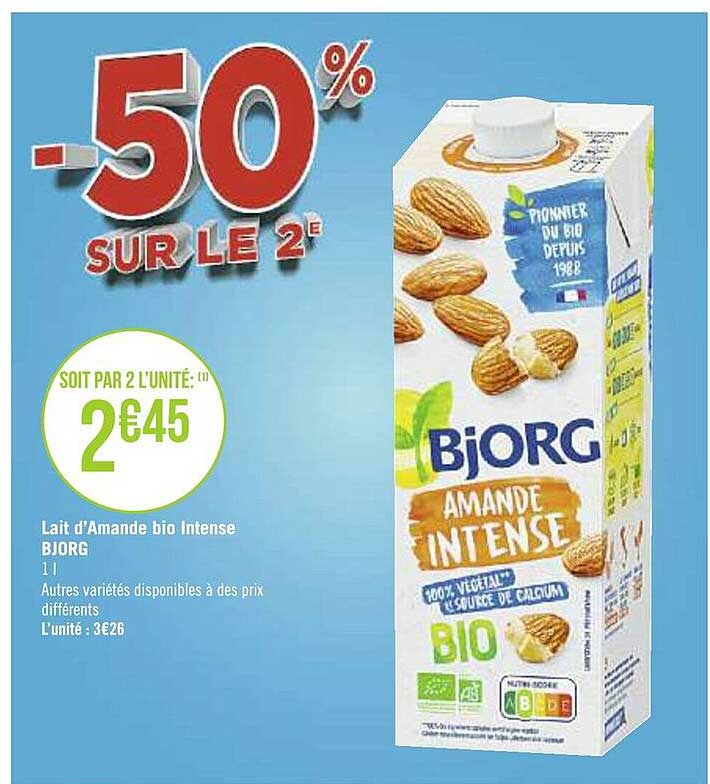 lait d'amande bio intense bjorg