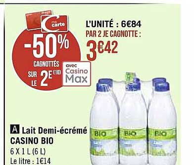 lait demi-écrémé casino bio